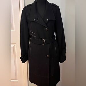 Andrew Marc Black wool blend Belted Coat